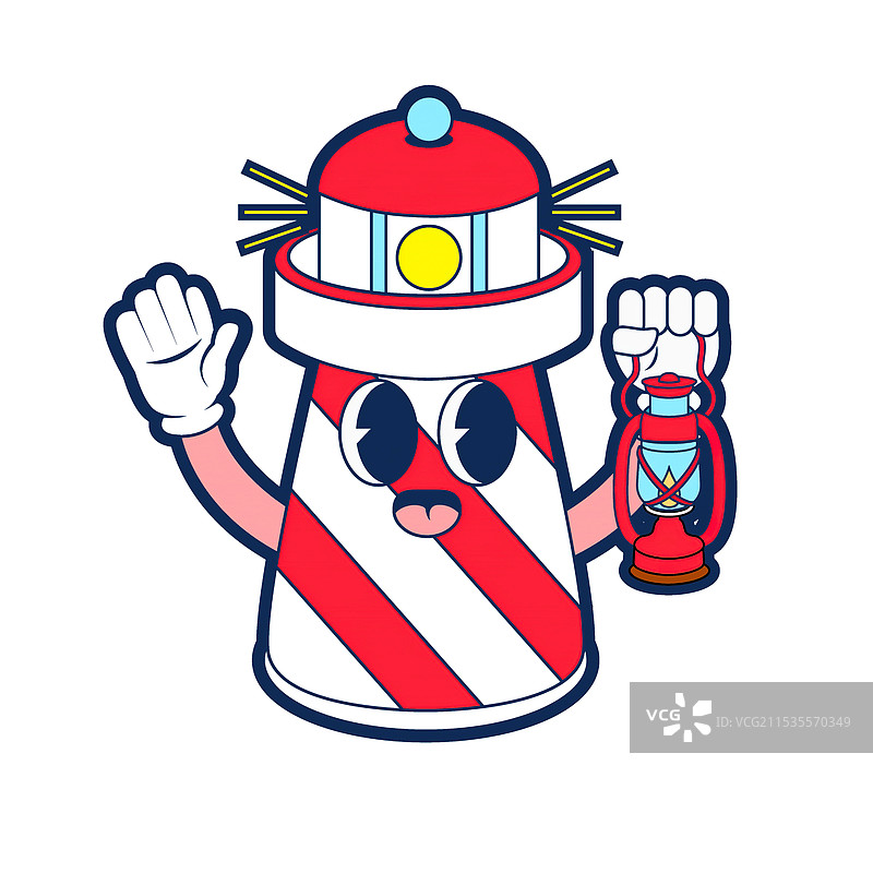 可爱灯塔卡通矢量插画图片素材