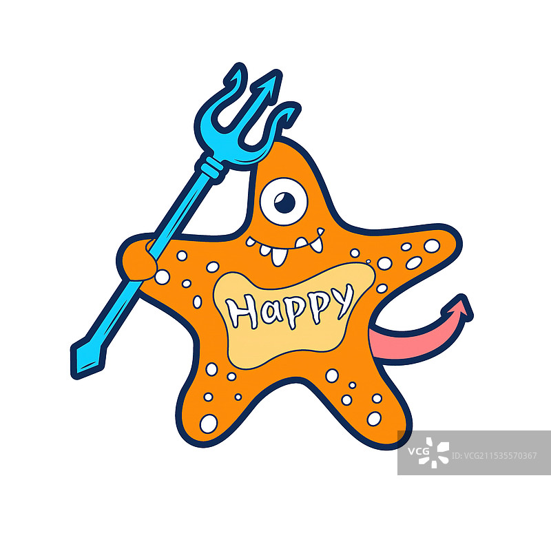 海星小恶魔卡通矢量插画图片素材