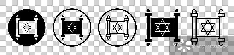 犹太教经典薄线图标集图片素材