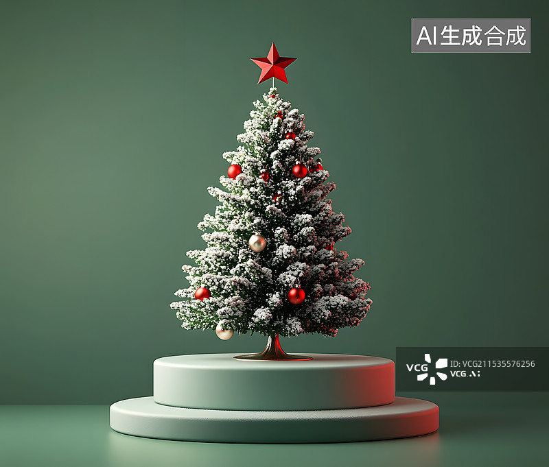 【AI数字艺术】圣诞树3DC4D渲染圣诞节节日海报简约清新图片素材