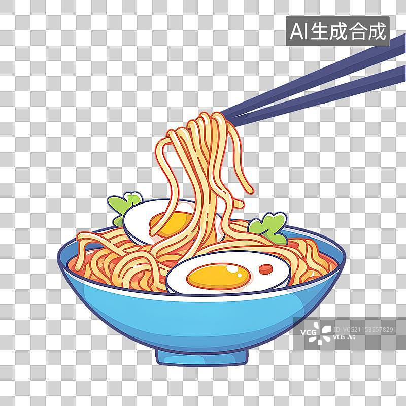 【AI数字艺术】碗里的面条和筷子图片素材