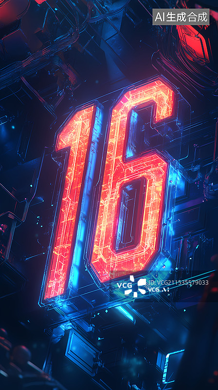 【AI数字艺术】创意倒计时数字16图片素材
