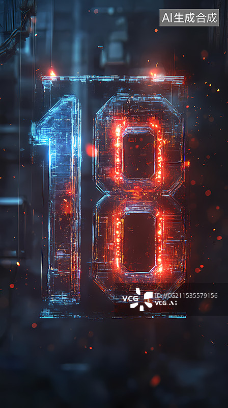 【AI数字艺术】创意倒计时数字18图片素材