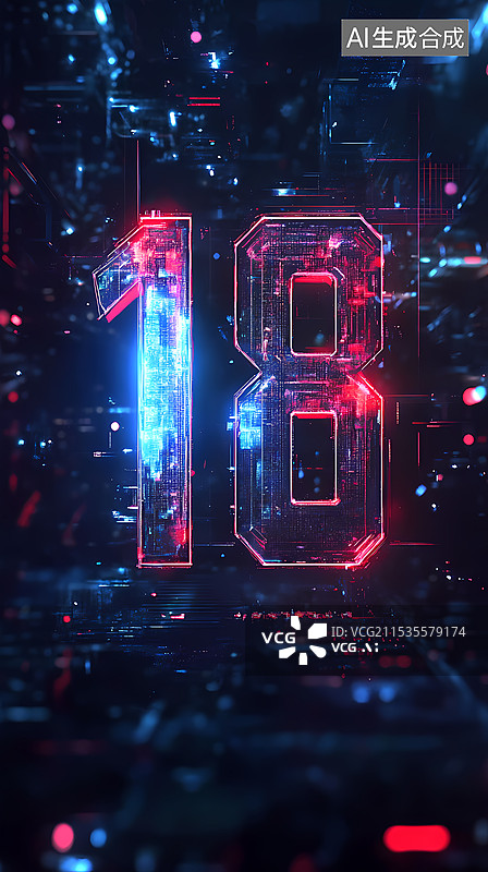 【AI数字艺术】创意倒计时数字18图片素材