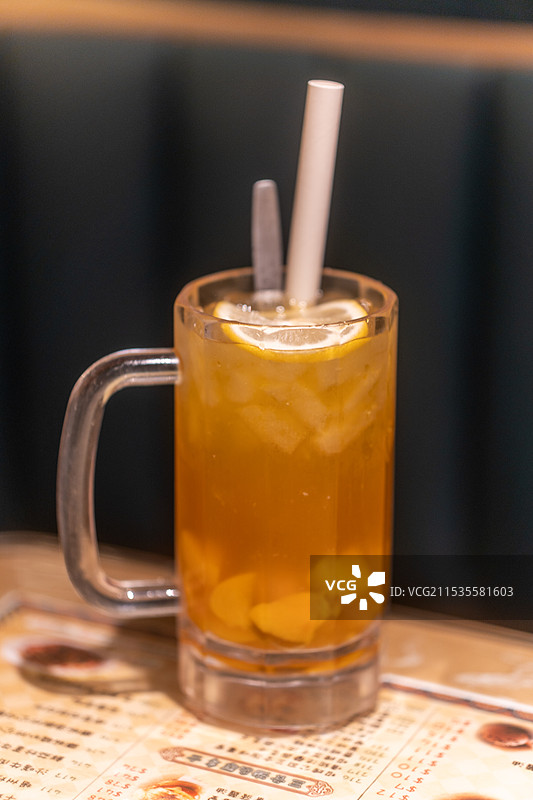 香港传统饮品橙子柚子茶图片素材