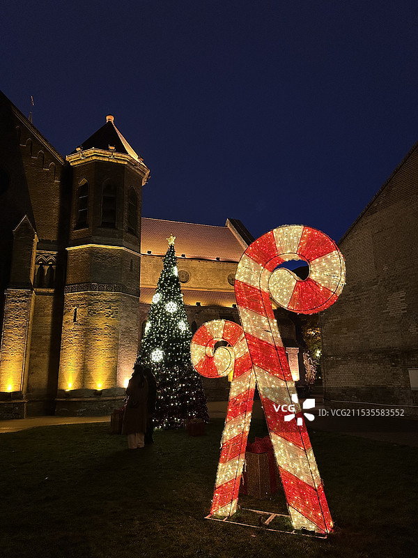 教堂和圣诞树图片素材