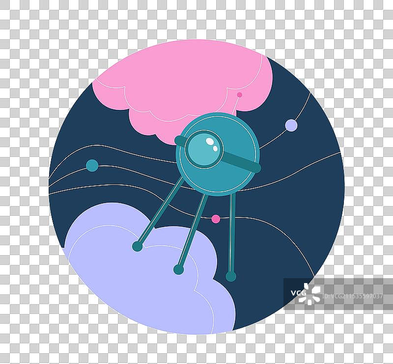 科幻贴纸飞行卫星太空图片素材