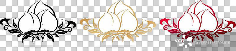 三组彩色设计的水果桃花装饰图片素材