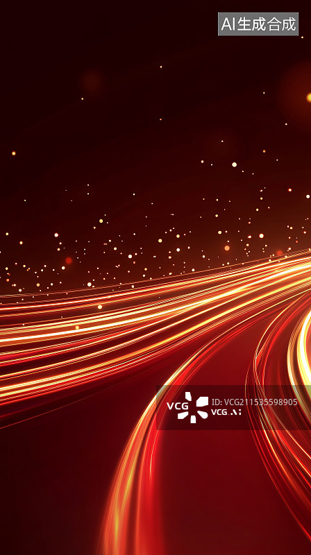 【AI数字艺术】红色光效年会展会背景图片素材