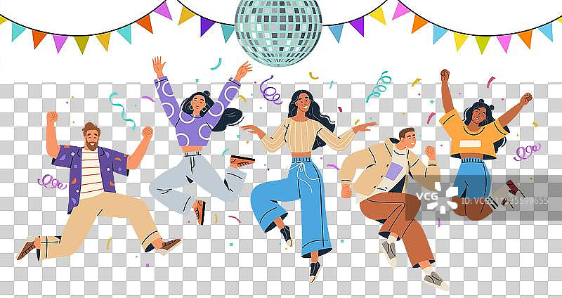 一群人在迪斯科球下跳舞图片素材