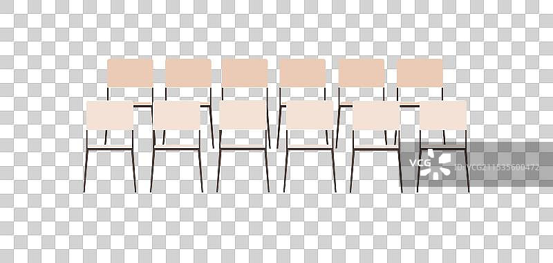 整齐排列的一组现代木椅图片素材