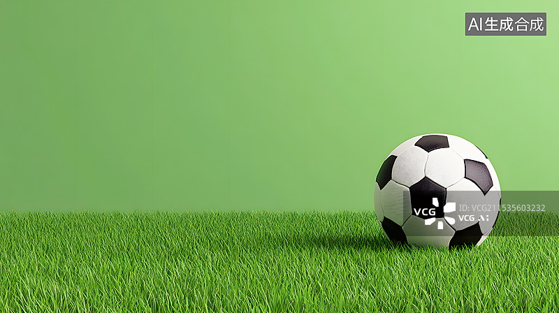 【AI数字艺术】绿色草地上的足球图片素材