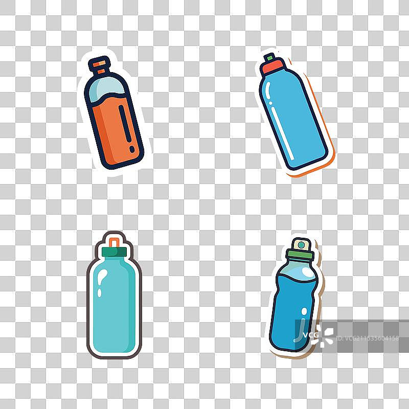 极简风格的可重复使用水瓶贴纸图片素材