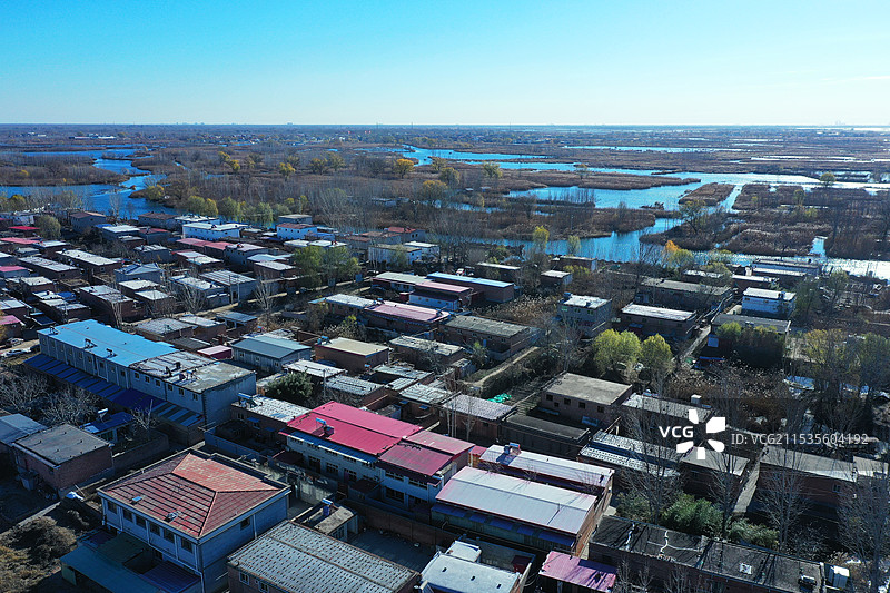 华北明珠白洋淀冬季风光美画卷郭里口村图片素材