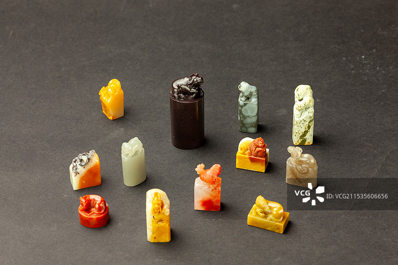 福州寿山石十二生肖套装图片素材