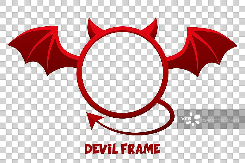 可爱的红色恶魔卡通框架图片素材
