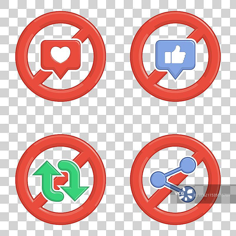 没有像“爱”、“分享”、“转发”的标志图片素材