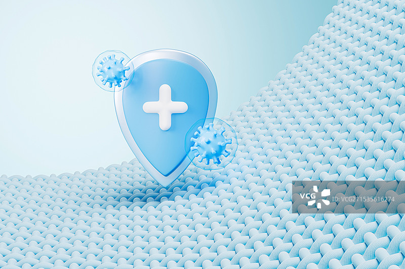 蓝色背景下抗菌题材的病毒抗菌面料图片素材