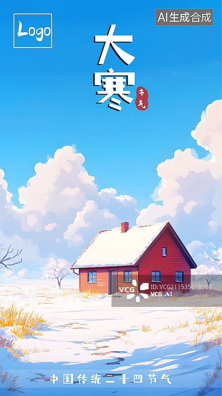 【AI数字艺术】AIGC:大寒节气海报 冬日户外自然风景雪景图片素材