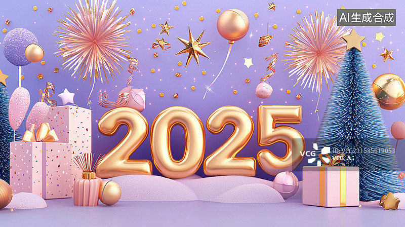 【AI数字艺术】2025年除夕元旦春节C4D软件渲染电商海报背景图片素材