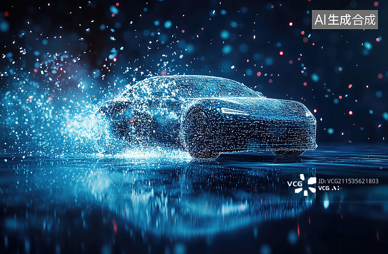 【AI数字艺术】数字化的汽车，超级粒子汽车图片素材