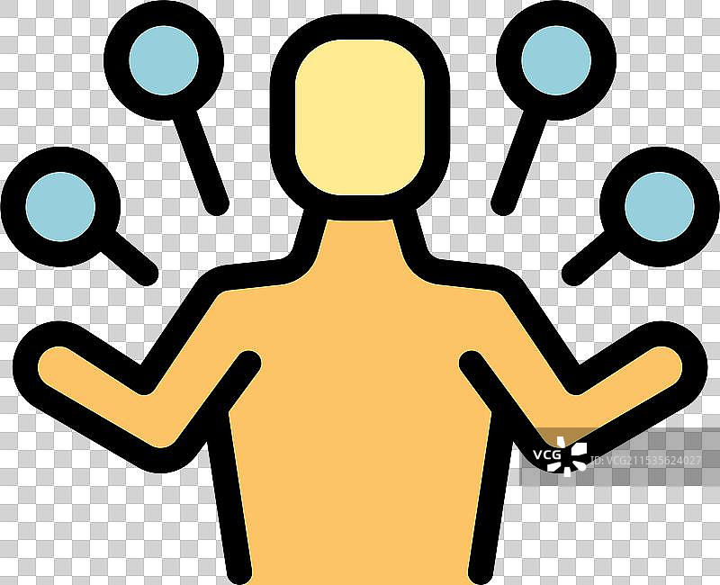 一个男人同时 juggling 多项任务图片素材