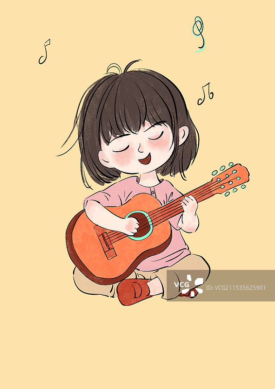 弹吉他的女孩图片素材