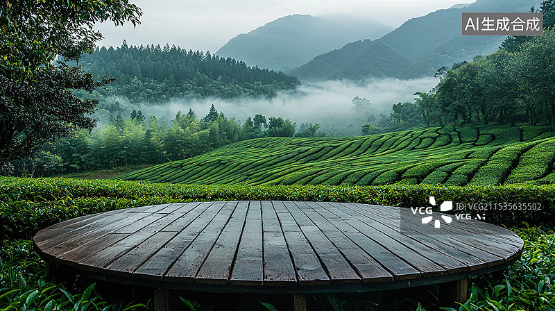 【AI数字艺术】春天明前茶产品展台电商背景图片素材