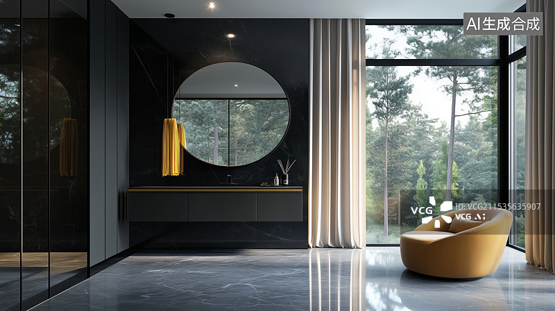 【AI数字艺术】3D室内现代简约三维空间地面场景图片素材