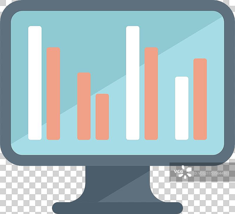 电脑显示器上显示统计柱状图图片素材