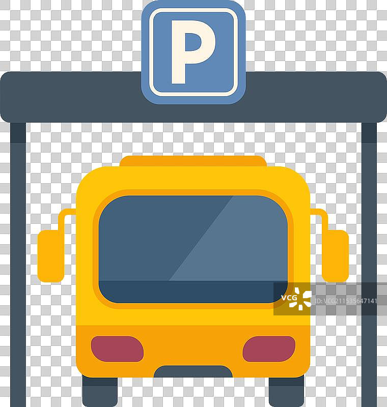 黄色公交车停在有顶停车场图片素材