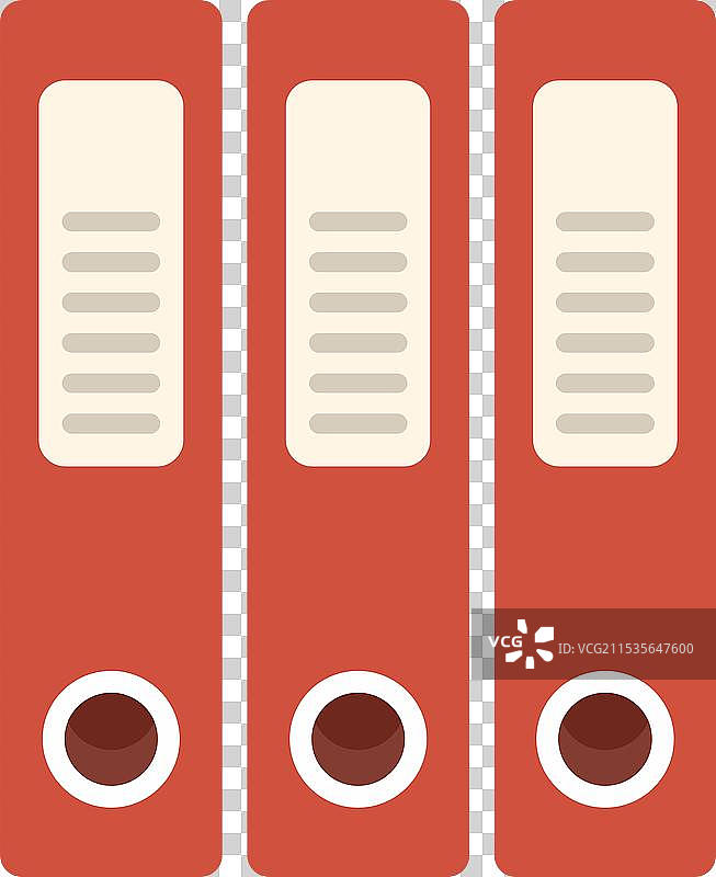 三个红色的办公文件夹直立放置图片素材