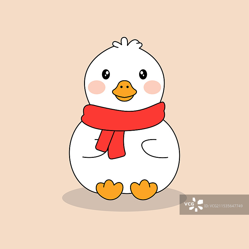 带着红色围巾的卡通鸭子图片素材