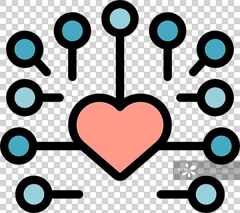 心脏与多个节点连接形成一个图片素材