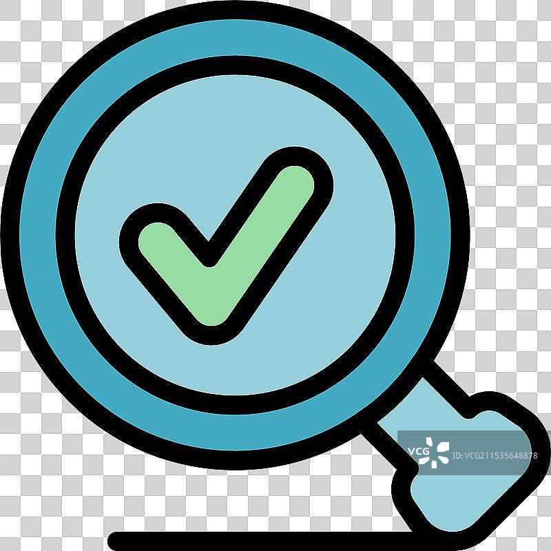 放大镜显示绿色勾号符号图片素材