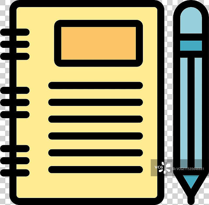 黄色便签本上有空白页和铅笔在写字图片素材