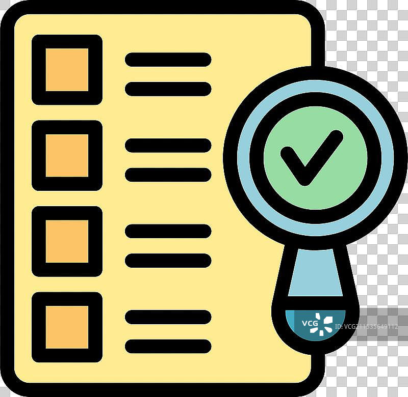 放大镜显示在清单上的勾选标记图片素材