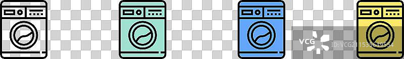 洗衣机图标轮廓，绿色和蓝色图片素材