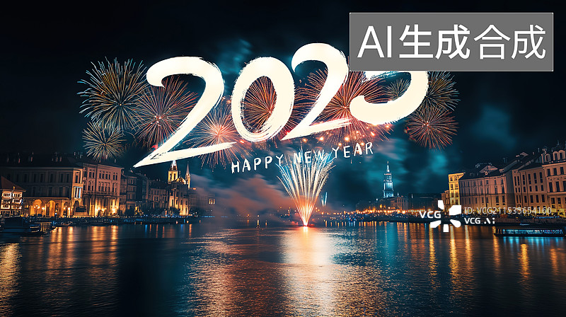 【AI数字艺术】城市放烟花迎接2025年图片素材