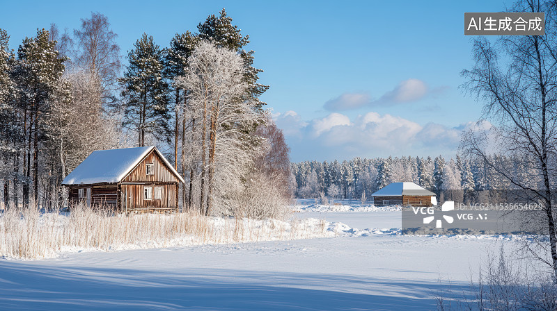 【AI数字艺术】冬天户外森林雪景风光图片素材
