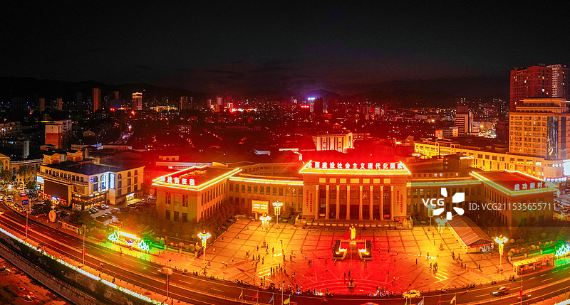 张家口 展览馆 新华大厦 百盛购物 航拍图片素材