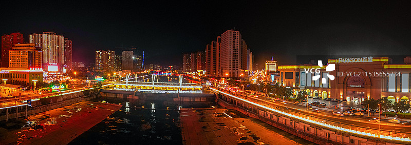 张家口 展览馆 新华大厦 百盛购物 航拍图片素材