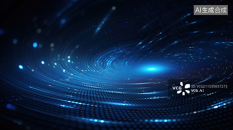 【AI数字艺术】蓝色抽象螺旋科技背景图片素材