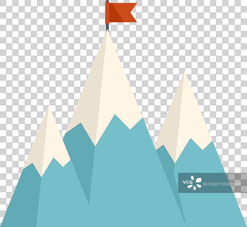 商人在山顶举着旗帜图片素材