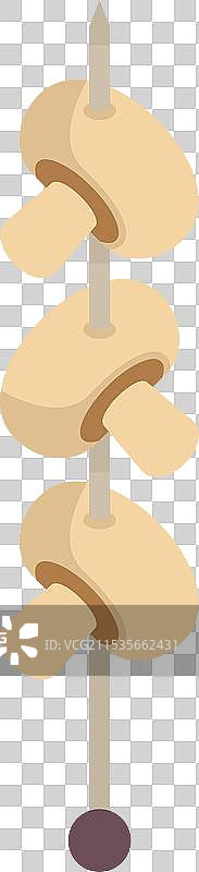 金属串刺穿三朵新鲜白蘑菇图片素材