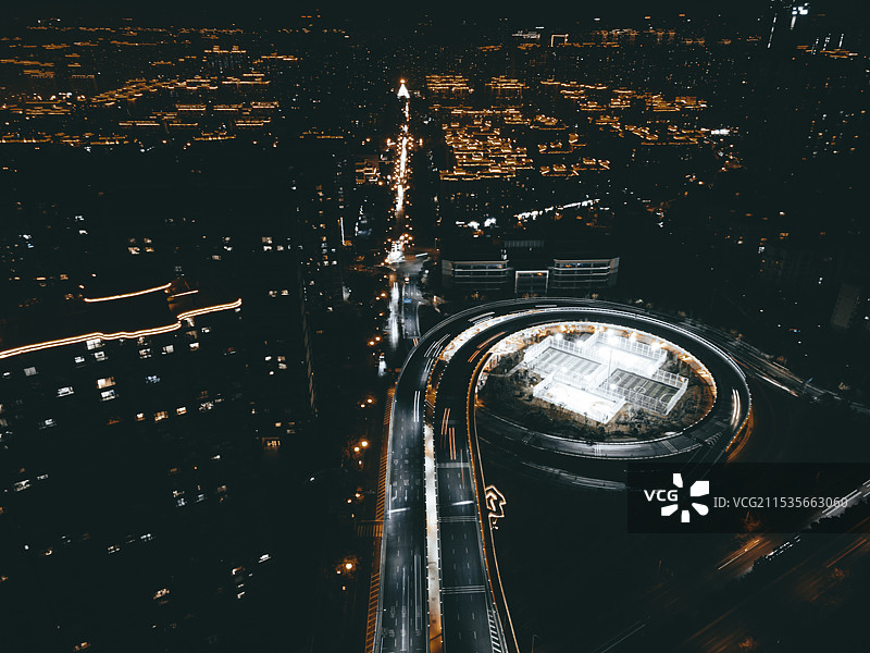 立交环岛体育场城市夜景图片素材
