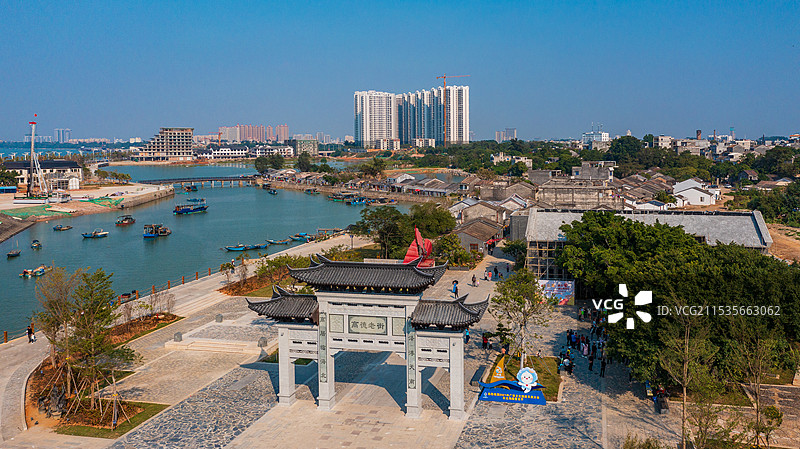 广西北海高德古镇航拍图片素材