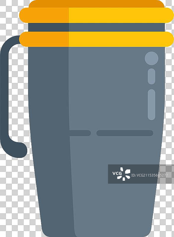 带手柄和黄色盖子的可重复使用水瓶图片素材