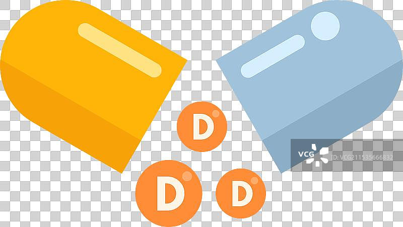 打开的药丸胶囊释放维生素D元素图片素材