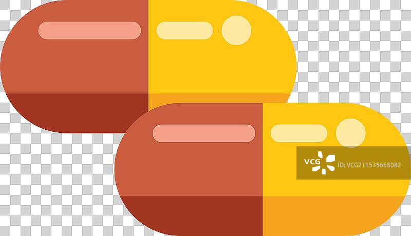 两颗棕色和黄色的药丸图片素材